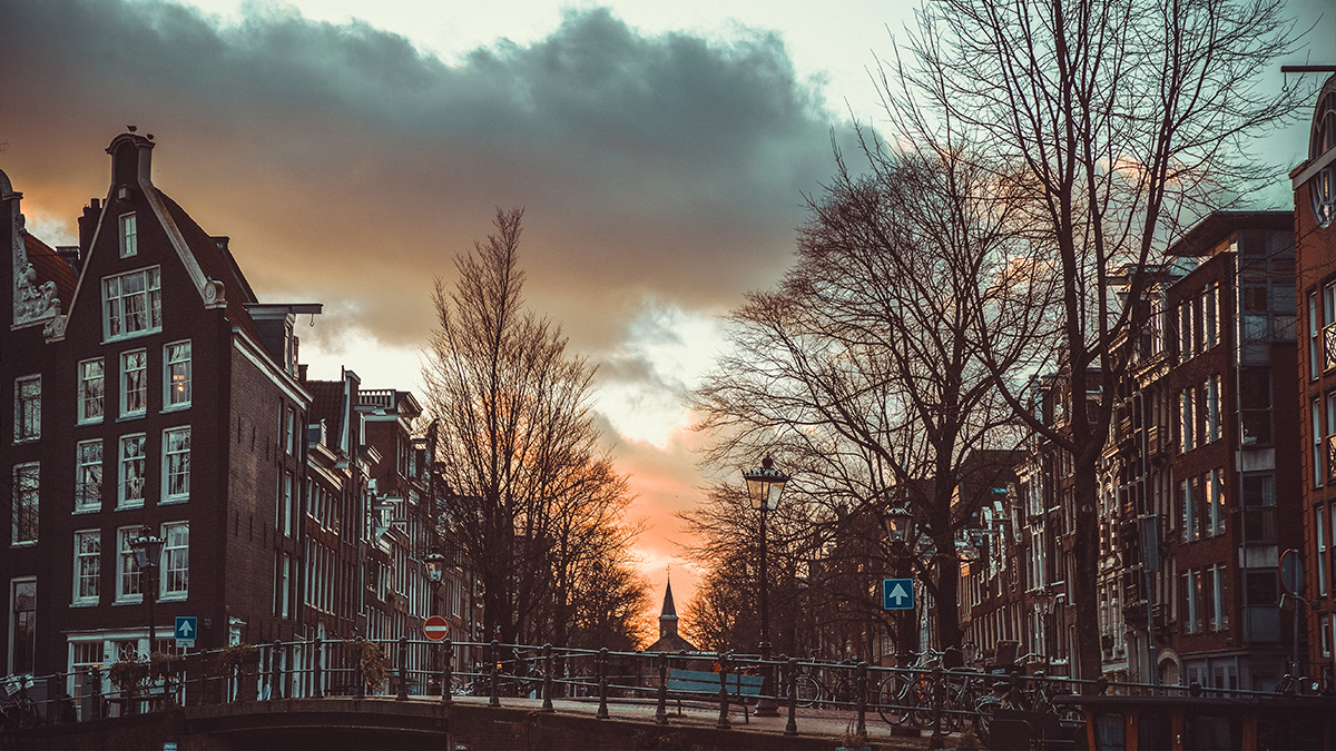 Sunset river sunset Amsterdam