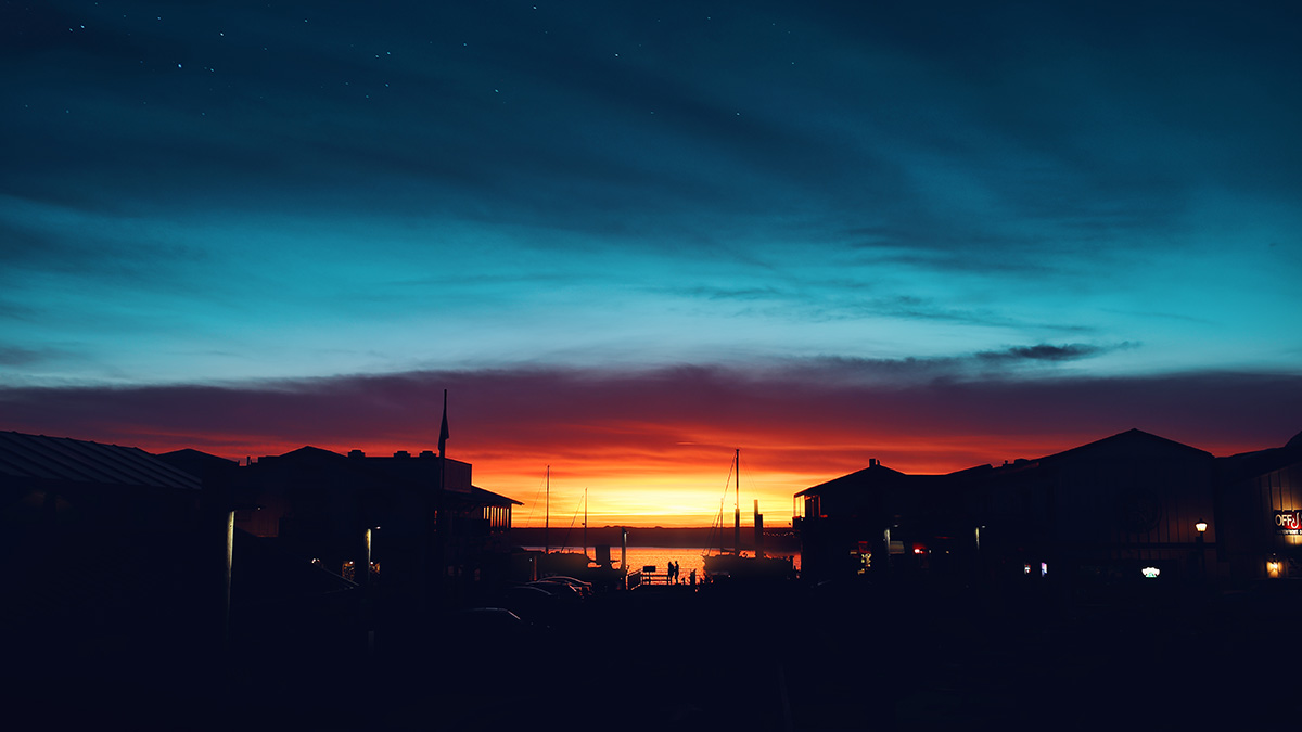 Morro Bay at sunset California