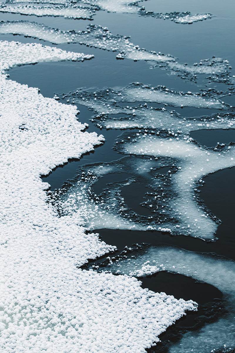 Lapland river whitewater ice snow frozen lake texture Raphaelle Monvoisin
