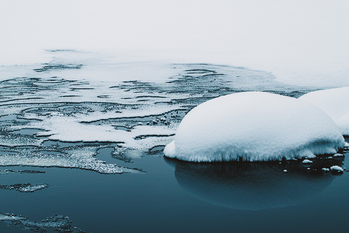 Lapland river whitewater ice snow frozen lake Raphaelle Monvoisin