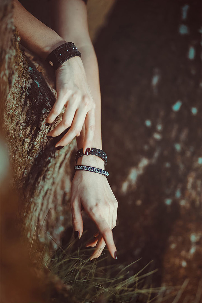 Moondust jewelry inspired by Sami Lappish traditions, close up on bracelets