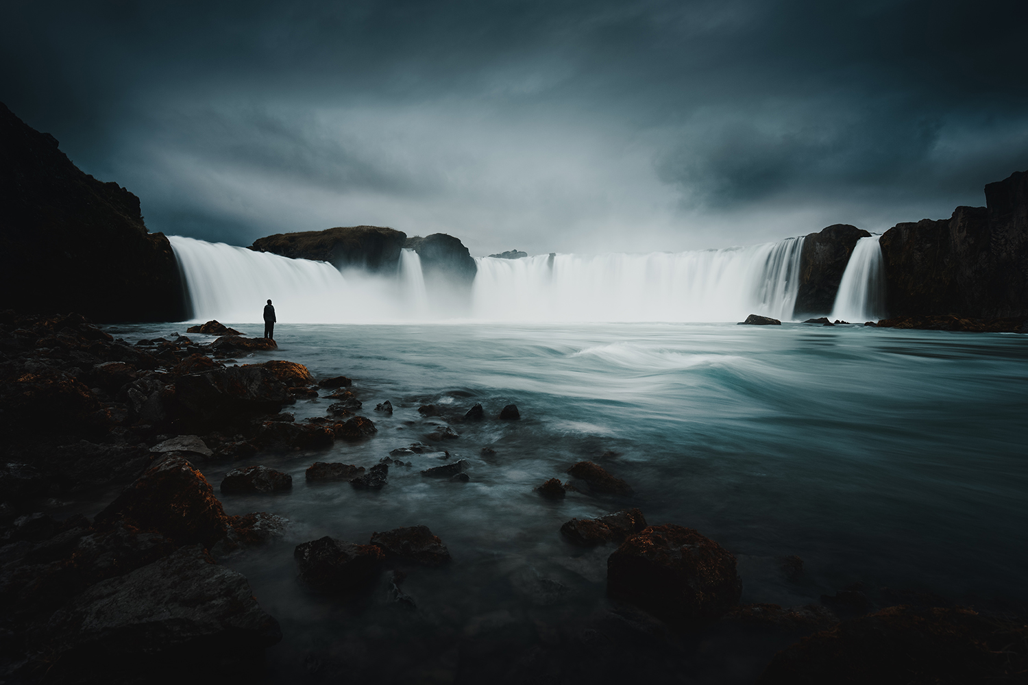 godafoss iceland waterfall arctic fall silhouette norse gods